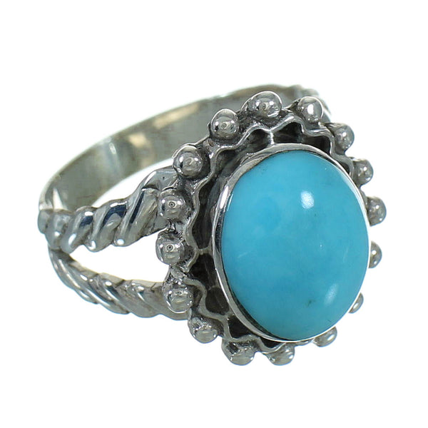 Southwest Genuine Sterling Silver Turquoise Ring Size 7-3/4 QX86019